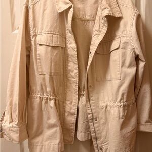 Old Navy Beige Drawstring-Waist Utility Jacket